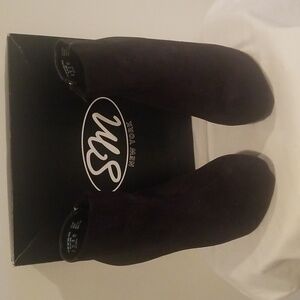 SM New York Black Faux Suede Booties